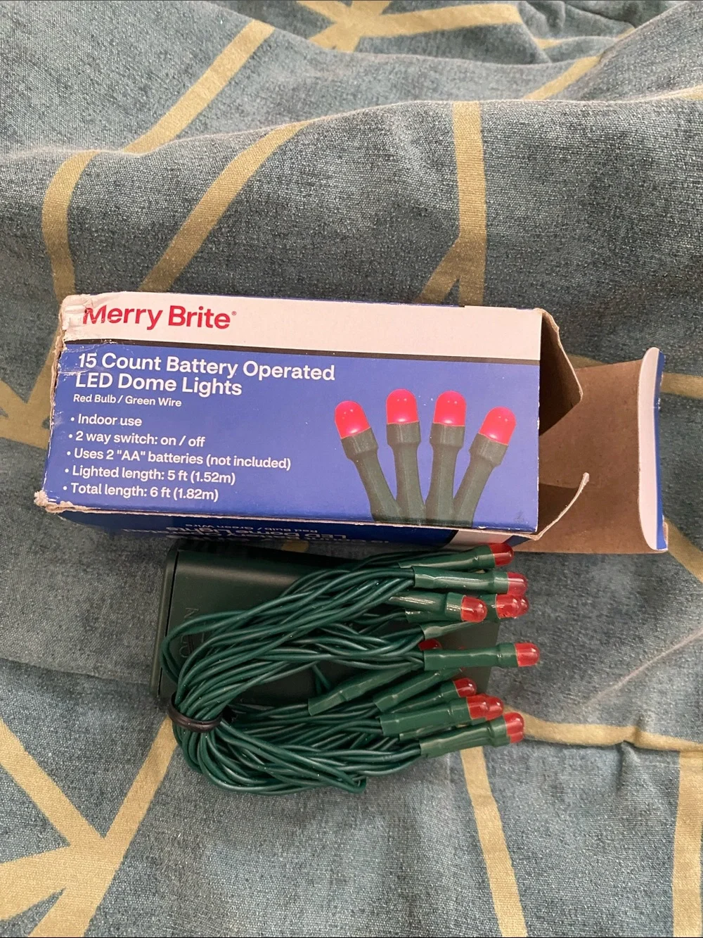 Red LED Dome String Lights with Green Wire - 15 Count